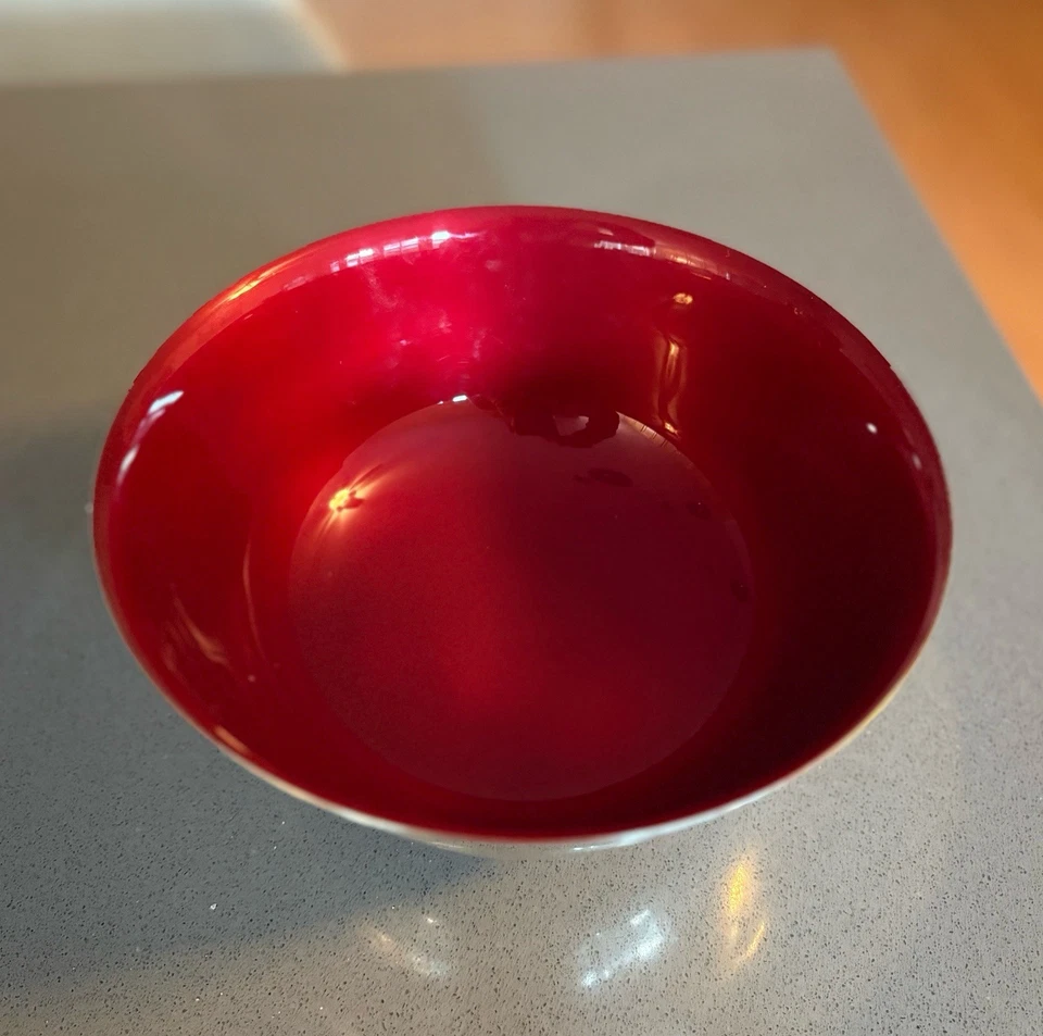 Vintage Reed&Barton Silverplated and Red Enable Large Bowl Mid-Centry Modern 8" - Image 2 of 4