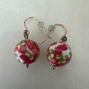 Authentic Vera Bradley Women's Vintage Ceramic Pink Gold Plated Hook Earring