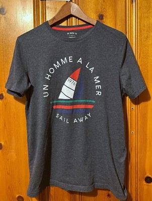 Celio Sailboat Graphic T-Shirt Mens M Gray  Un Homme A La Mer  Sail Away Tee