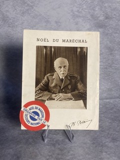 Document Photo Noël Petain Vichy 1940 Signature Secours National ww2