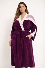 Lounge Robe Or Purple/White USA/ VTG/Retro/Velour/Rare M    