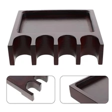  Weighted Pool Cue Holder: Tabletop 4-Slot Billiard Stick Rack - Non-Slip Wooden