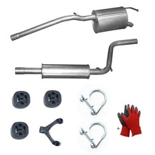 Mitteltopf Endtopf Auspuff + Anbausatz für VW Caddy III 1.4i -16V Kasten,Kombi