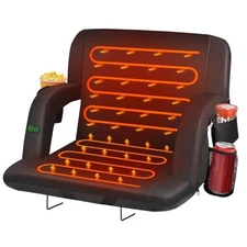  Dual-Sided Heated Stadium Seats for Bleachers with Back Support, 3 23" Black