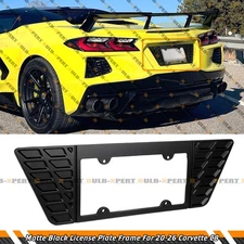 For 2020-26 Corvette C8 Z51 Z06 Matt Black Rear License Plate Frame Holder Panel