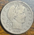 1905 S Barber Silver Half Dollar Very Good
