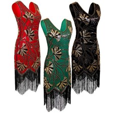 1920s Vintage Ballroom Gatsby Festival Party Dance Costume Sequins Beading Dress