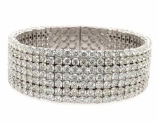 EXTRA LARGE 38.19CT DIAMOND 18K WHITE GOLD 3D MULTI ROW ETERNITY TENNIS BRACELET