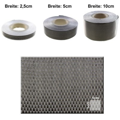 Unidirektional Carbongewebeband 175 g/m² Cfk Verstärkungen HP-U175C in 3 Breiten