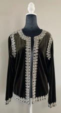 Victor Costa Jacket Regencycore Glam Brown Velvet Embroidered Diamond Accents M
