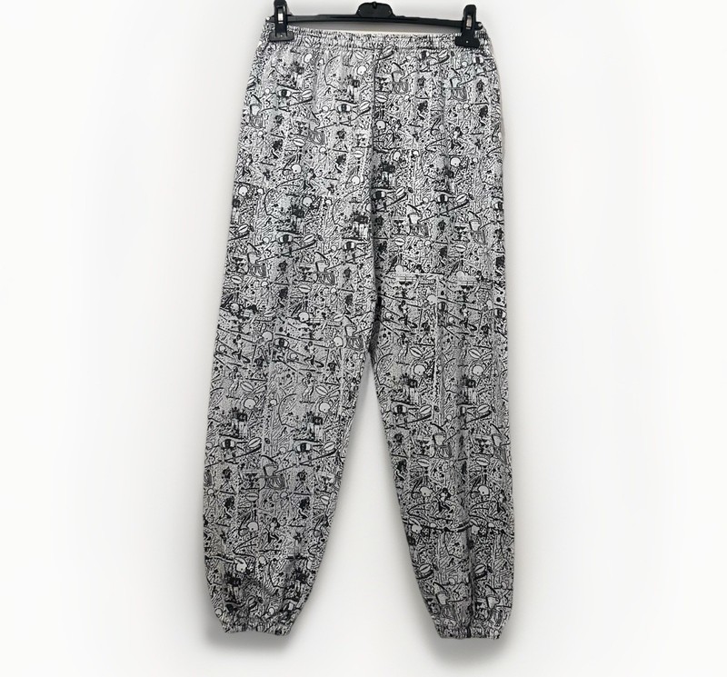 Vintage 90s All Over Sports Print Sweatpants XL USA Graphic Joggers Black White