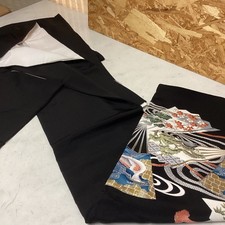 Japanese traditional Kimono black Elegant Formal Wear beautiful design