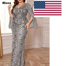 Elegant sequined long-sleeved evening dress, suitable for banquets and balls