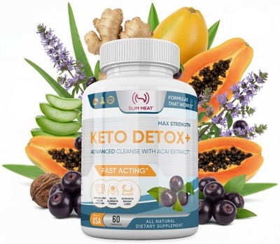 Slim Heat Keto Detox+ Cleanse Pills for Bloating Relief 60 ct Made in USA