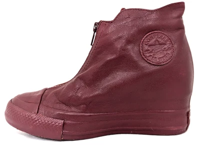CONVERSE Women's SHROUD LEATHER Burgundy Hidden Heel Wedge Sneakers US 5.5/36* - Photo 1/4