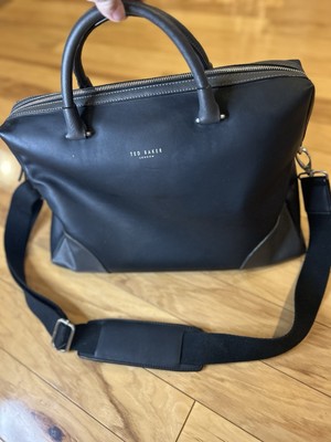 Ted Baker Men's Matcher Faux Leather Black Briefcase Document Bag