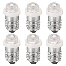 E10 Screw Base LED Bulb, 6pcs DC 3.6-3.8V Mini Bulbs, White Light, 11.5x22.5mm