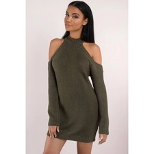 Half Thought Cold Shoulder Sweater Mini Dress