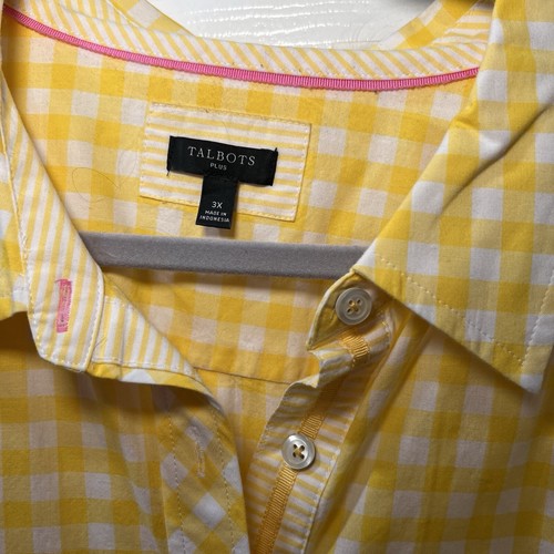 Talbots button down shirt Yellow And White Plaid size 3x - 第 3/7 張圖片