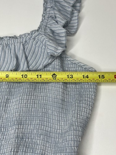 Old Navy Womens SZ XS Maxi Dress Blue Stripe Tiered Ruffle Peasant Cottage Core - Picture 7 of 11