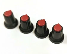 4 Black & Red Potentiometer Pot Knobs For Guitar Amp Effect Pedal Stompbox Mixer