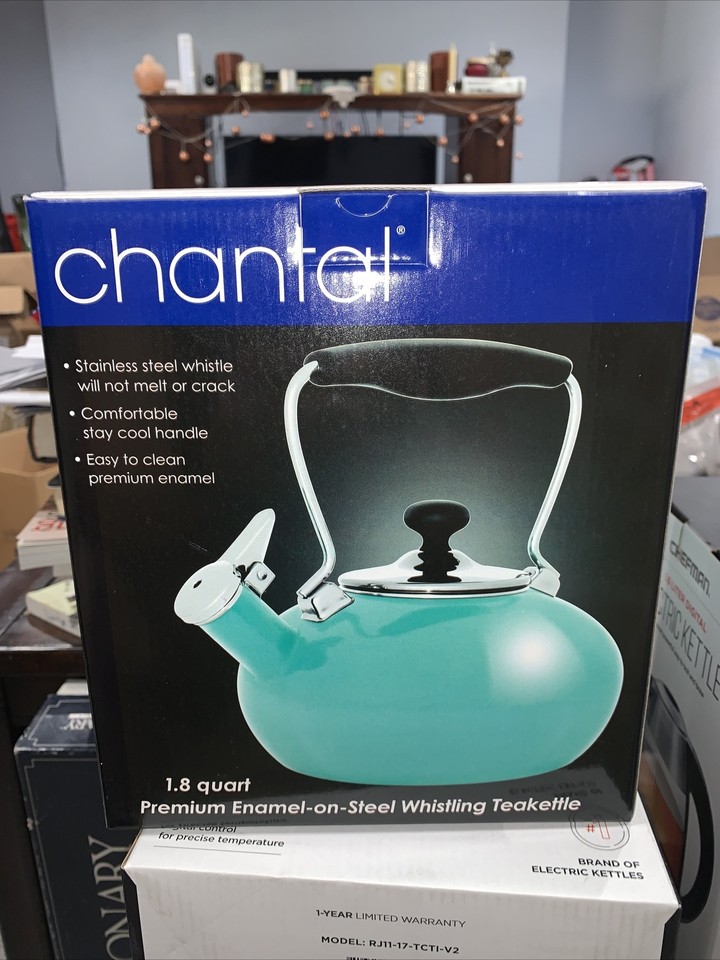 Chantal 1.8qt Enamel On Steel Whistling Tilt Teakettle Aqua eBay