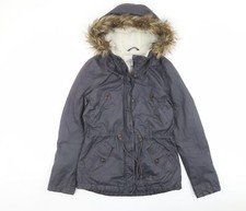 H&M Womens Blue Parka Jacket Size 6 Zip