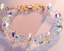 Fashion Plastic Clear Butterfly Decor Beaded Bracelet for Women