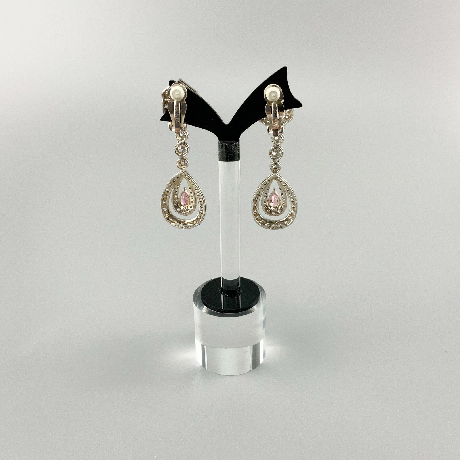 Statement Sterling Silver Pink Stone Teardrop Hal… - image 6