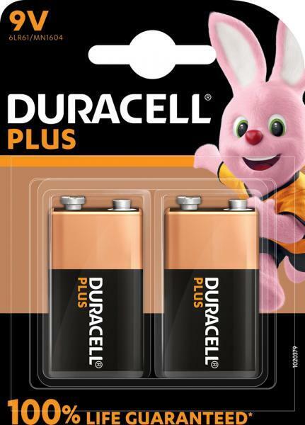 Thumbnail - 2 Duracell Plus 9v Block Alkaline 100% Life Guaranteed Batterien 2er