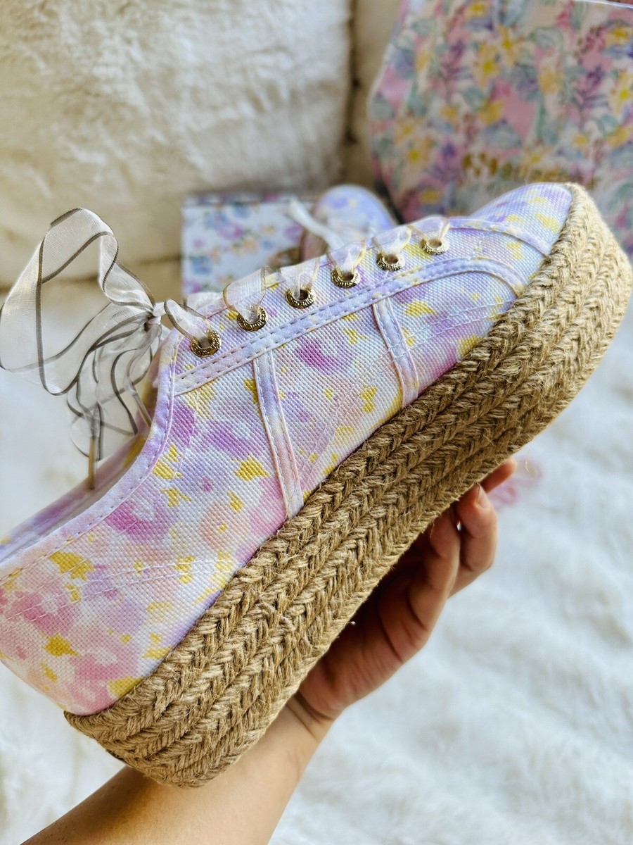 NIB SUPERGA x LOVESHACKFANCY FLORAL Platform SNEAKERS Tote
