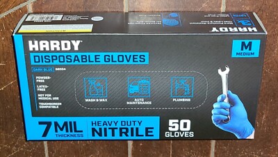 Hardy BLUE Heavy Duty M Nitrile Disposable Gloves ~50 Gloves Per Box~ 7 MIL