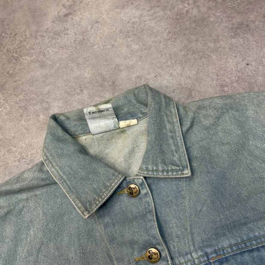 Mickey & Co Denim Jacket Mens Vintage Party Time Patch Trucker Coat Blue, Medium image 7