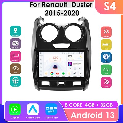 For Renault Duster 2015-2020 CarPlay 9' Android 14 Car Radio GPS Navi BT5.0 DSP