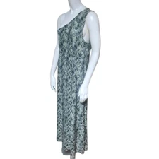 Viereck Green & Black Reptile Patterned One Shoulder Maxi Dress (L)