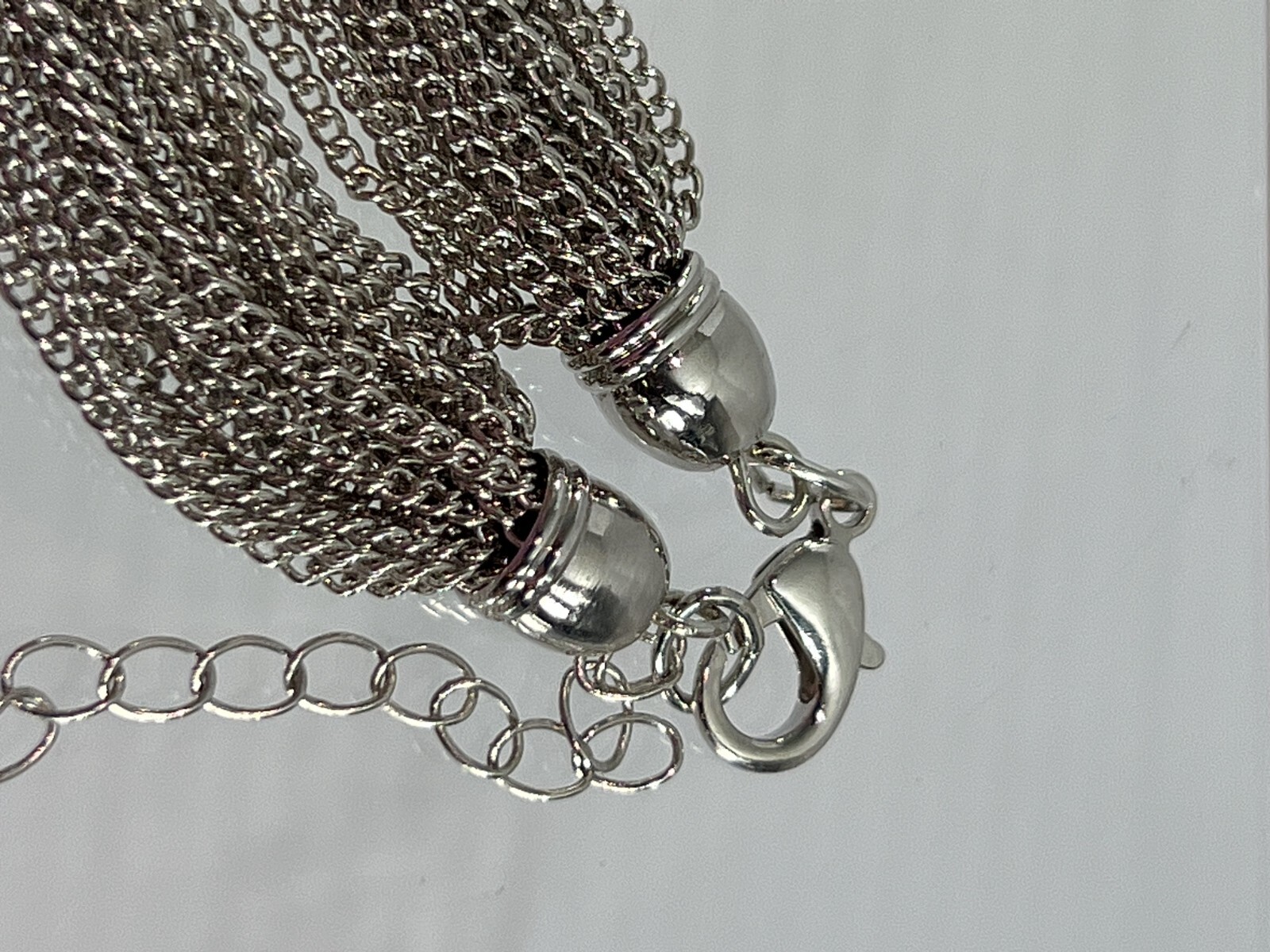 Signed c1946 Silver Tone Multi Strand Necklace Ad… - image 4