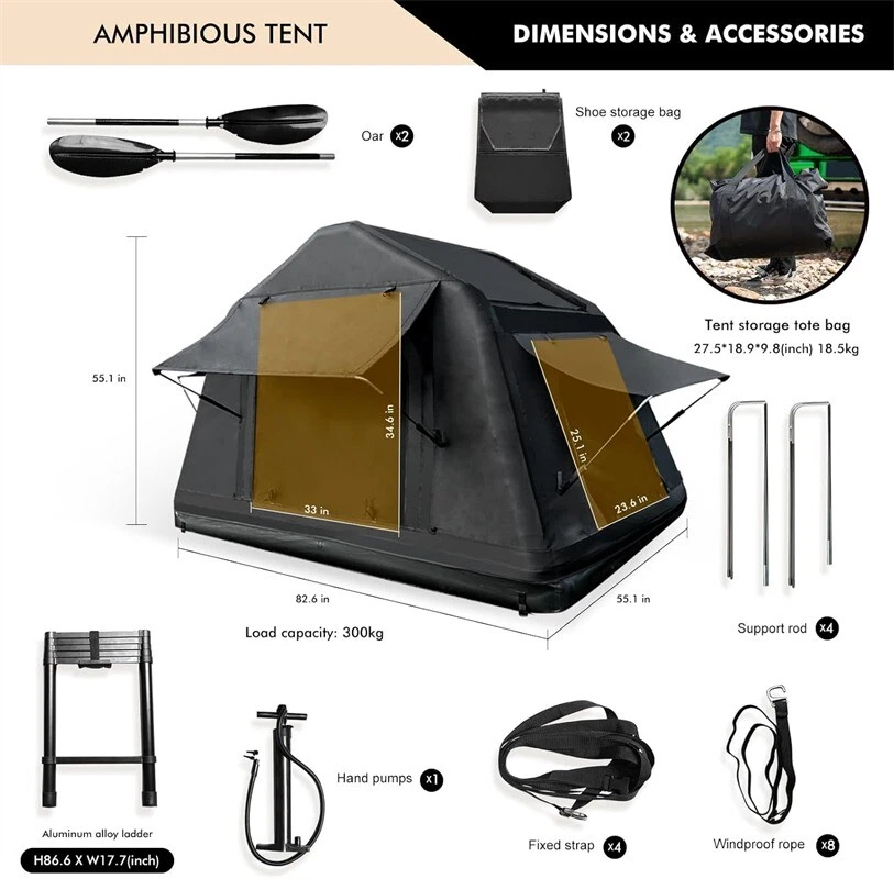 Naturnest® Car Rooftop Tent Camping Soft Cover Roof Tent with 2 Large Sunroof - Image 2 of 4