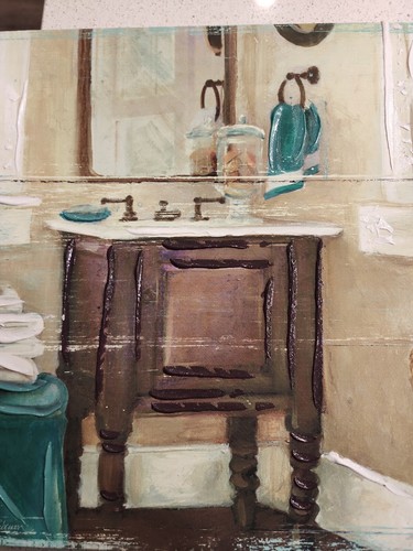 Carol Robinson Art Canvas Bathroom Decor 2 Pictures Sink Tub Vanity 12x12 - Picture 10 of 11