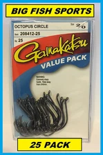 GAMAKATSU #208 OCTOPUS CIRCLE HOOK 25 HOOKS Value Pack 2/0 208412-25 NEW!
