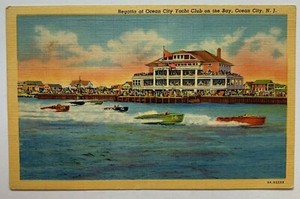 Nj Postcard Ocean City Regatta At Oc Yacht Club On The Bay Boats Vintage Linen Ebay