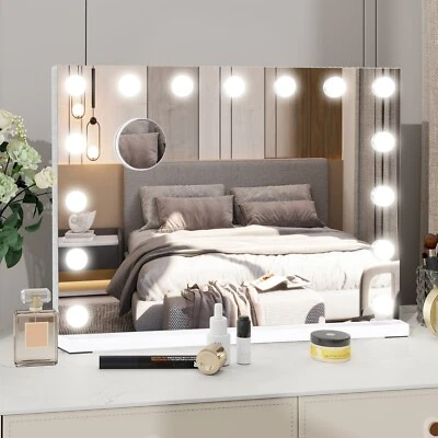 Puluomis Hollywood Schminkspiegel mit 15 LED Beleuchtung Dimmbar 58x46cm USB