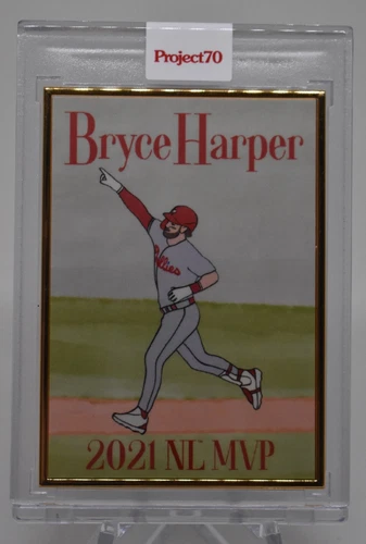 2021 TOPPS PROJECT 70 - BRYCE HAPER BY OLDMANALAN - 1/1 GOLD FRAME #830