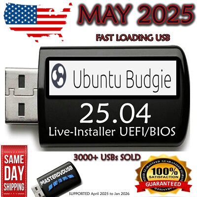 Ubuntu Budgie 25.04 USB Bootable LIVE | INSTALLER | UEFI | BIOS | LATEST VERSION