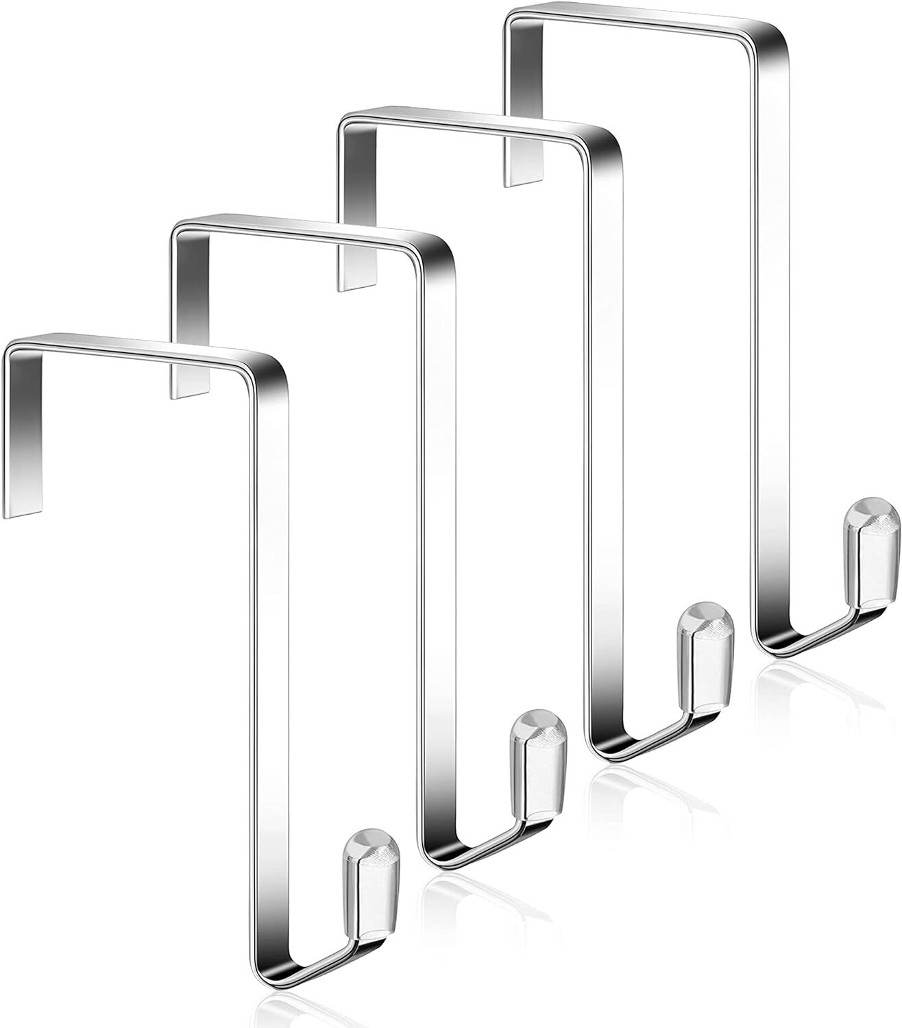 MISSLO 4 Pack Metal Over The Door Hook for Hanging Towels Rack 4 Pack, Silver