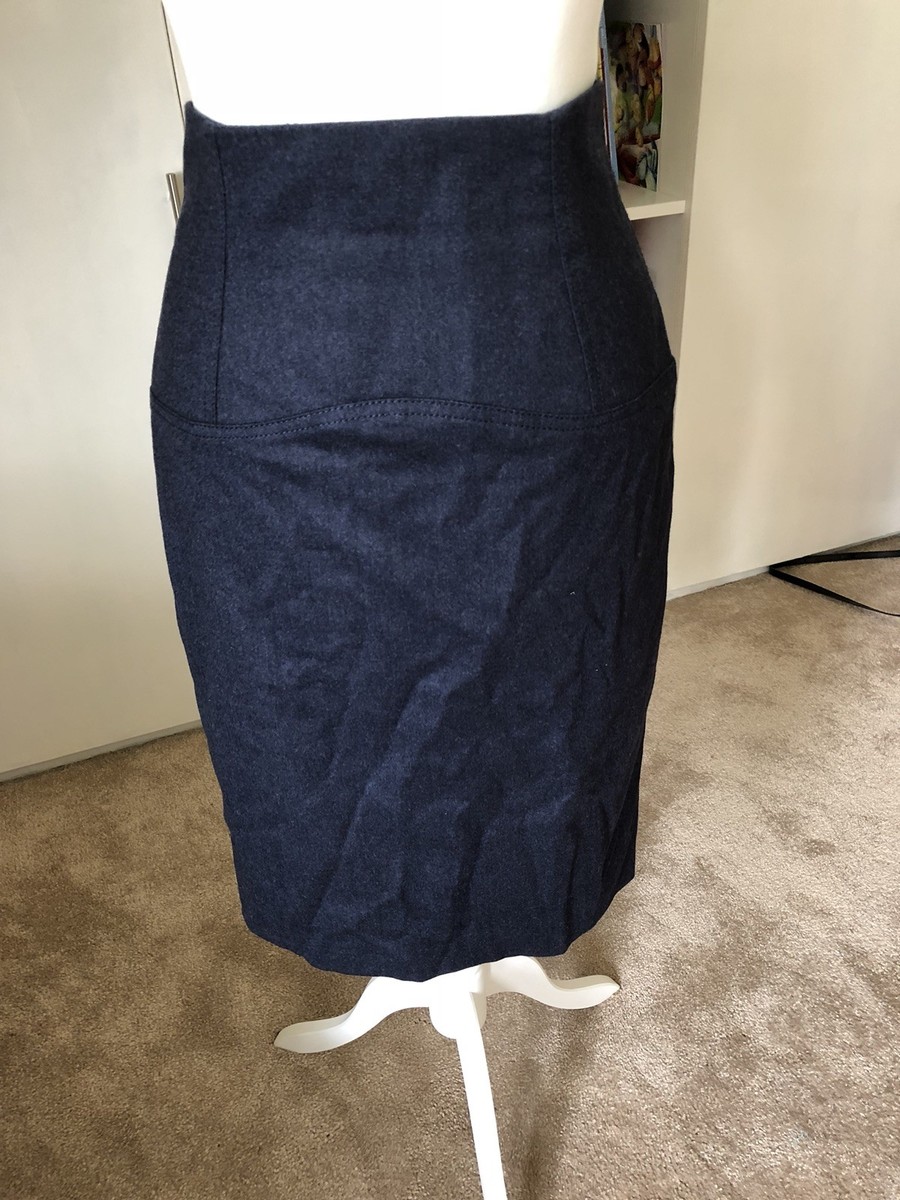 Jupe Bleu Marine Blumarine - Taille 8 (IT40) - Laine - Coupe Droite/Crayon - Occasion Très Bon État