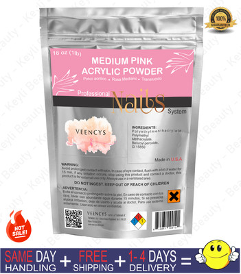 Veency Acrylic Powder, Professional Acrylic Nail System, ''Medium Pink'' 16oz .