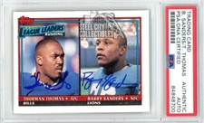 Barry Sanders/Thurman Thomas 1991 Topps League Leaders Autograph Card #9 PSA/DNA