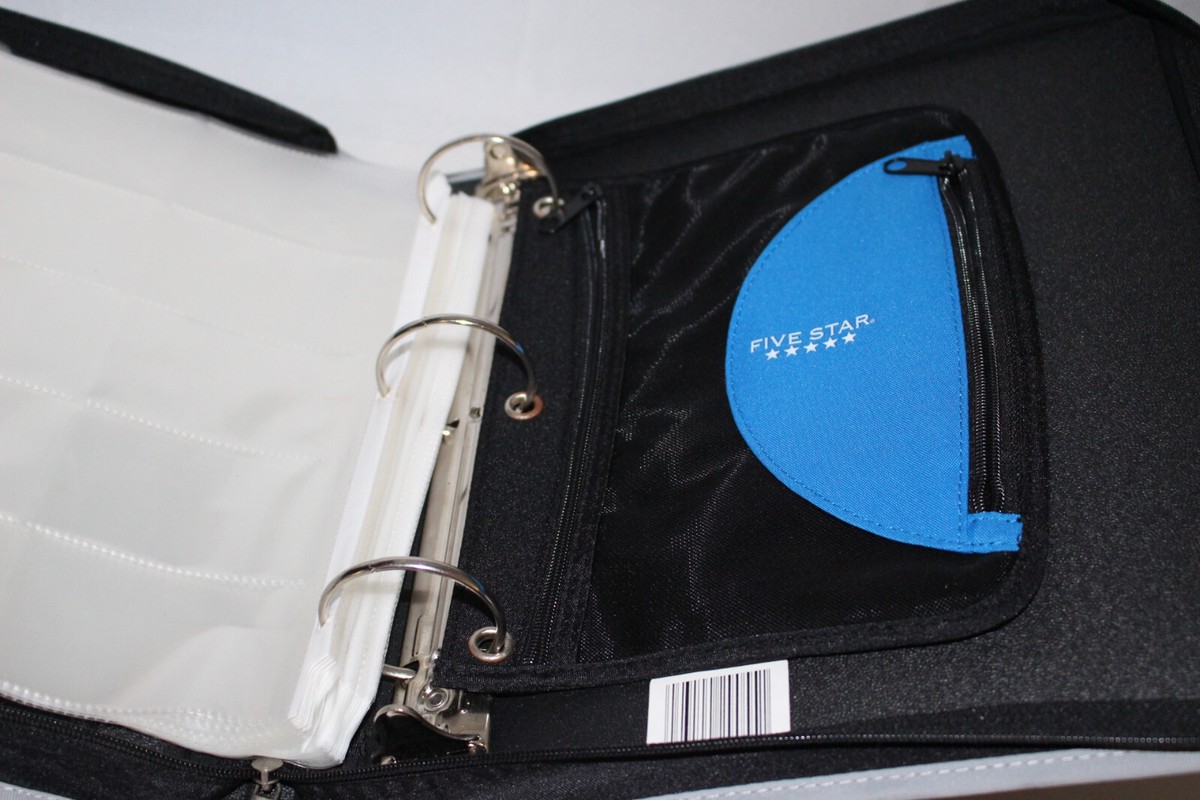 Mead Five Star Zipper Binder Blue Black Gray 13 x 12 x 2.5