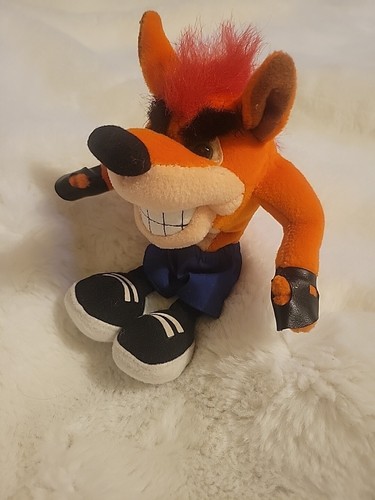 1998 TRÈS RARE HTF Crash Bandicoot Series - Peluche Resaurus Crash - Chaussures noires   - Photo 1/8