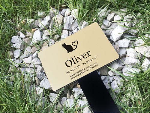 Silver Personalised Cat Memorial Grave Marker Aluminium Plaque with Stake - Picture 7 of 7